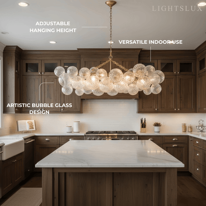Modern Chandelier – Bubble Etched Glass 