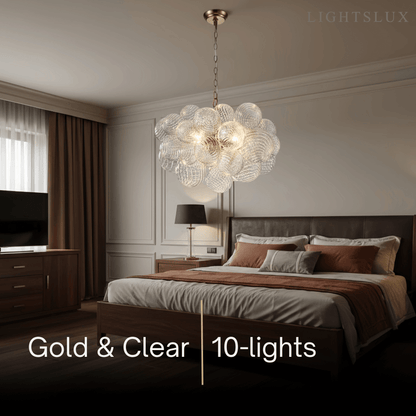 Modern Chandelier – Bubble Etched Glass 