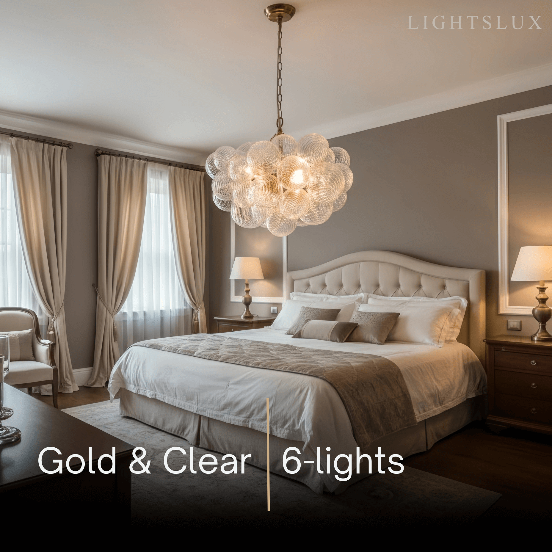 Modern Chandelier – Bubble Etched Glass 