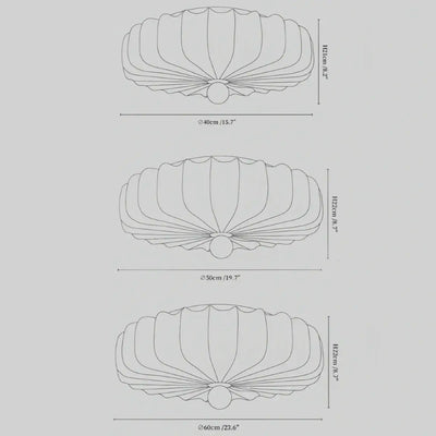 Modern Ceiling Light – Fabric Petal Floral Pattern Wood Accents