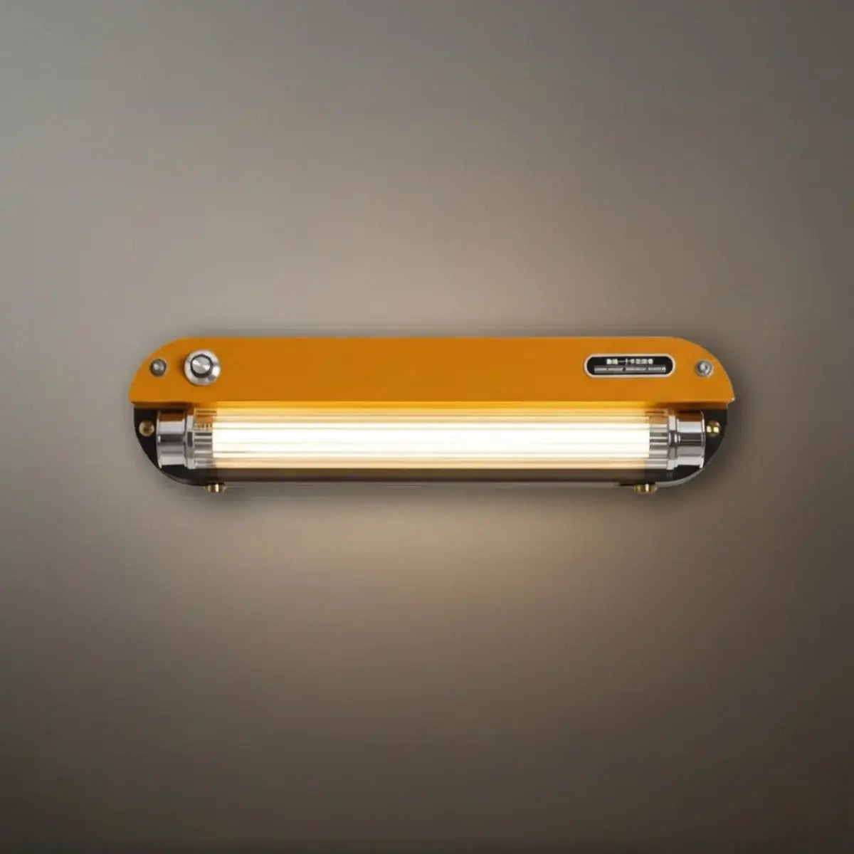 Vintage Industrial Wall Light — Amber Metal Tubular LED