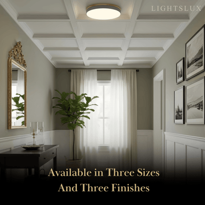 Minimalist Circular Ceiling Lamp — Wood & Matte Grey Frame 