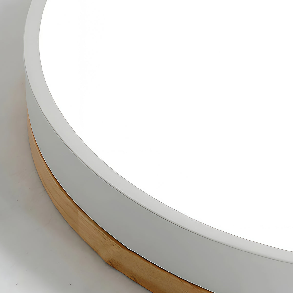 Minimalist Circular Ceiling Lamp — Wood & Matte Grey Frame 
