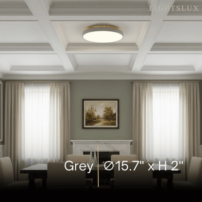 Minimalist Circular Ceiling Lamp — Wood & Matte Grey Frame 