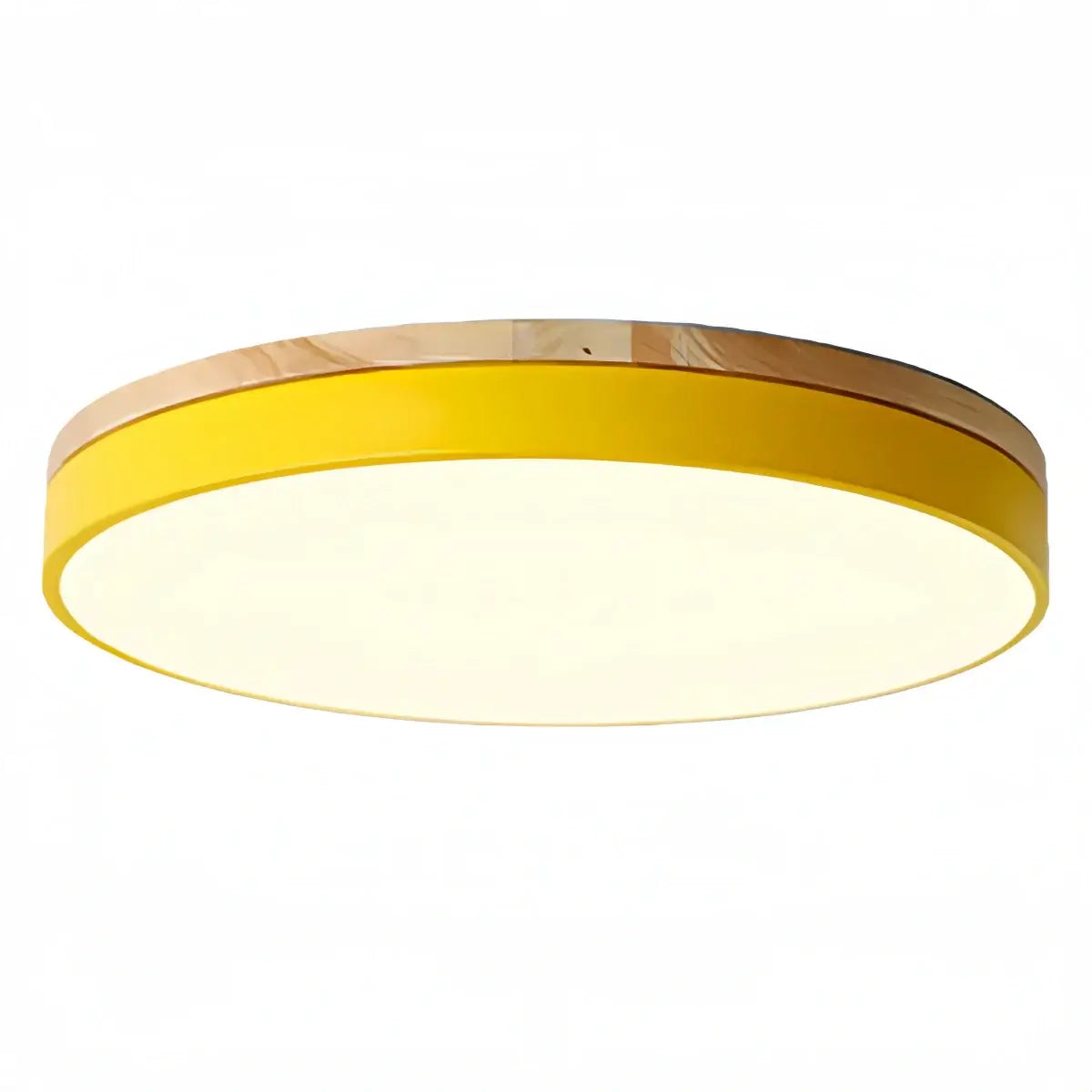 Minimalist Circular Ceiling Lamp — Wood & Matte Grey Frame 