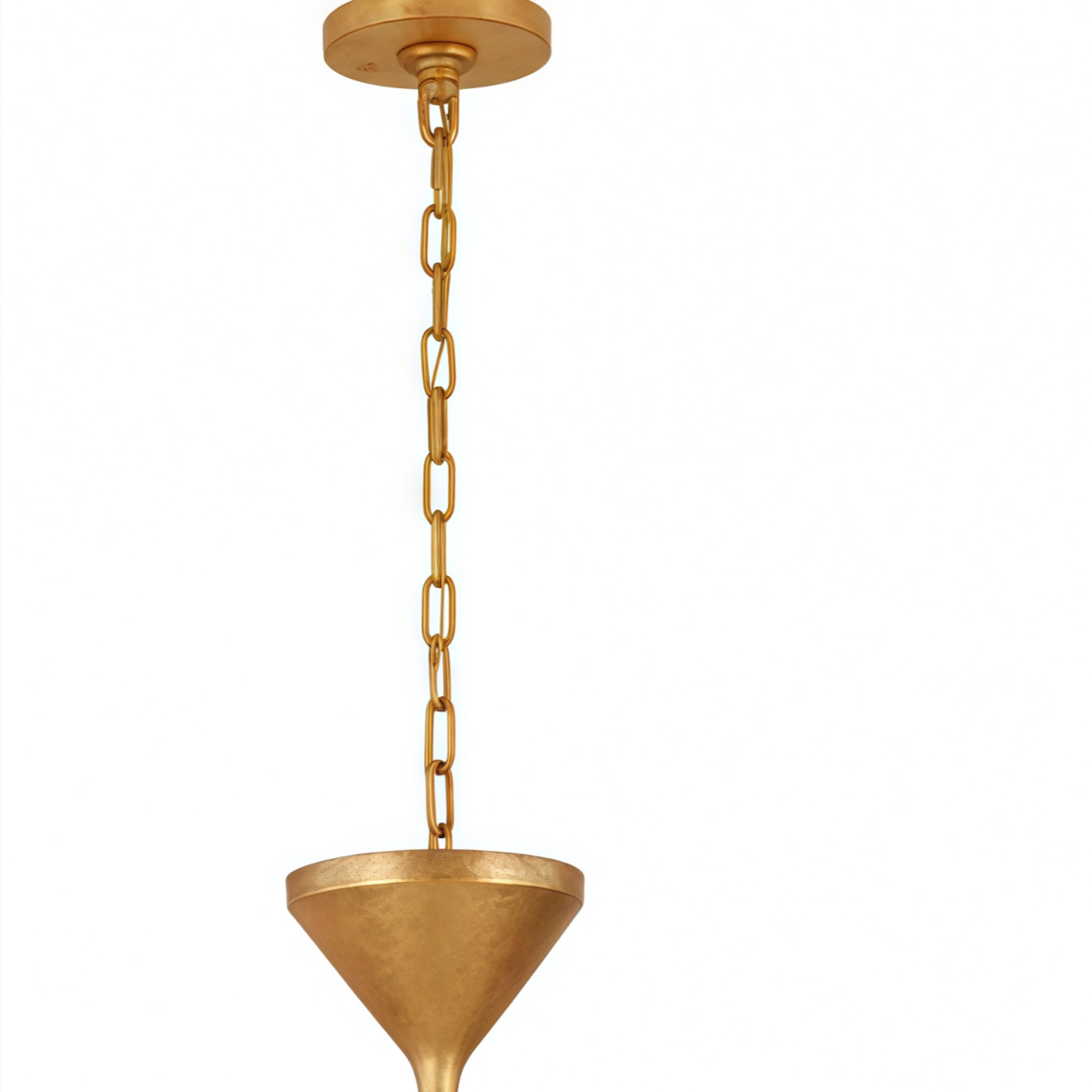 Chandelier — Curved Petal Shades & Brass Frame for Dining Room