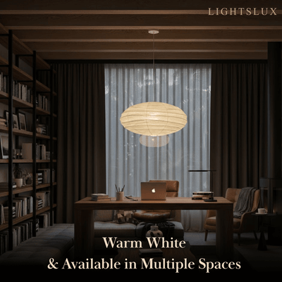 Japanese Washi Pendant Light — Mulberry Paper & Bamboo Frame for Dining Room