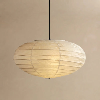 Japanese Washi Pendant Light — Mulberry Paper & Bamboo Frame for Dining Room