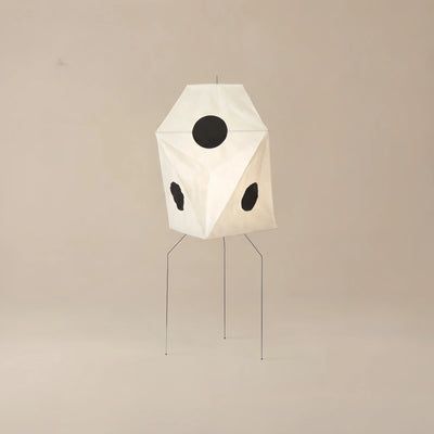 Japanese Rice Paper Floor Lamp — Translucent Angled Shade & Black Metal Frame