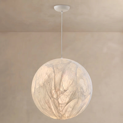 Modern Moon Pendant Light – Mulberry Silk White Globe Ceiling Lamp for Living Room