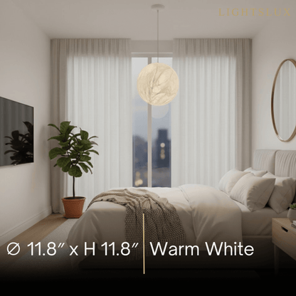 Pendant Light – Mulberry Silk White Globe Ceiling Lamp for Living Room