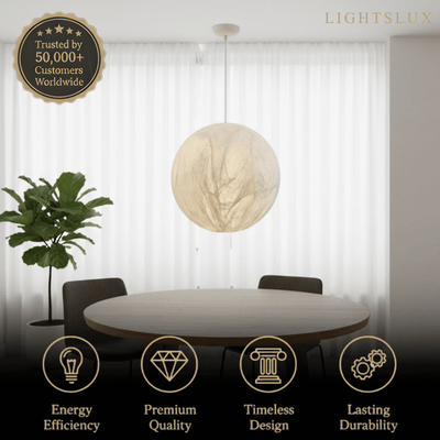 Pendant Light – Mulberry Silk White Globe Ceiling Lamp for Living Room