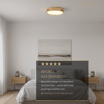 Wabi-Sabi Wood Ceiling Light – Modern LED Flush Mount Lamp in Walnut for Bedroom