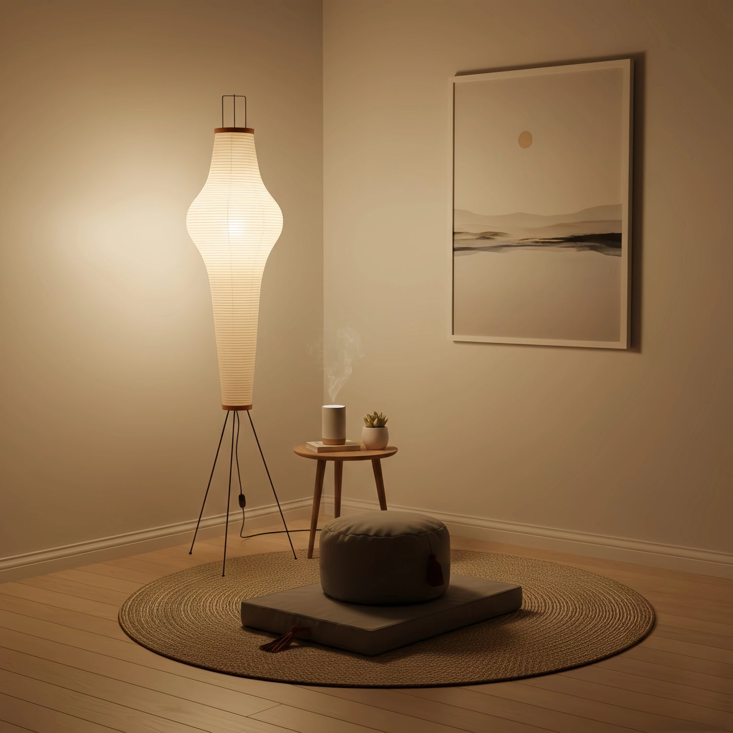 Japanese Floor Lamp – Mulberry Paper Lantern Light 