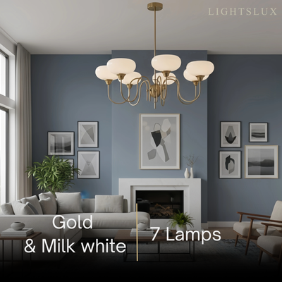Modern Glass Chandelier – Gold or Chrome Multi-Light Ceiling Lamp
