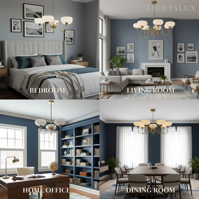 Modern Glass Chandelier – Gold or Chrome Multi-Light Ceiling Lamp
