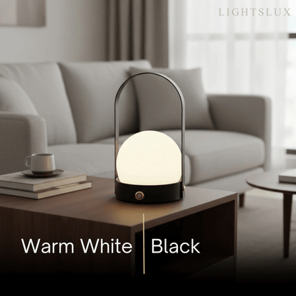 Modern Portable Table Lamp – LED Glass Lantern Light 