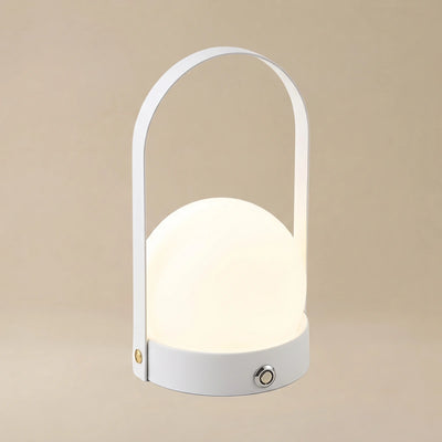 Modern Portable Table Lamp – LED Glass Lantern Light with Handle in Gold, Black or White
