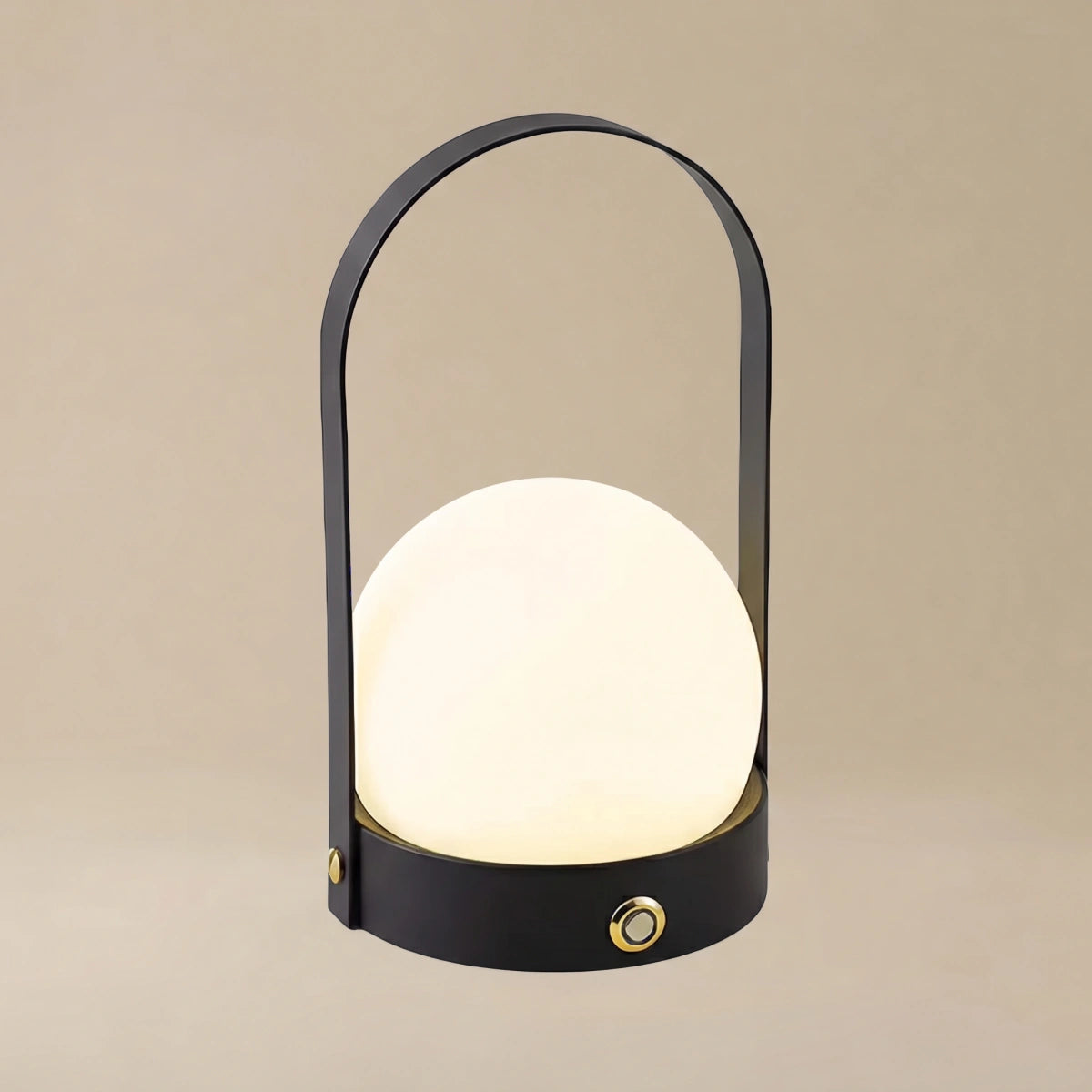 Modern Portable Table Lamp – LED Glass Lantern Light with Handle in Gold, Black or White