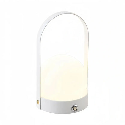 Modern Portable Table Lamp – LED Glass Lantern Light with Handle in Gold, Black or White