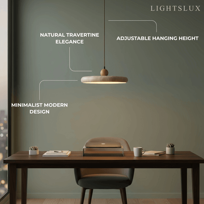 Modern Pendant Light – Wood and Stone LED Ceiling Lamp for Dining Room