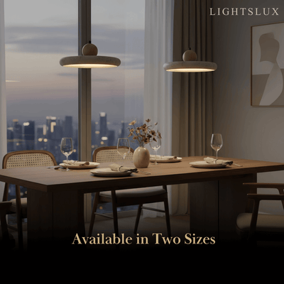 Modern Pendant Light – Wood and Stone LED Ceiling Lamp for Dining Room