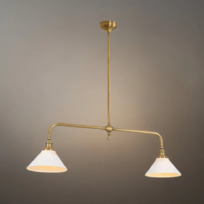 Modern Brass Pendant Light – White Ceramic Island Chandelier