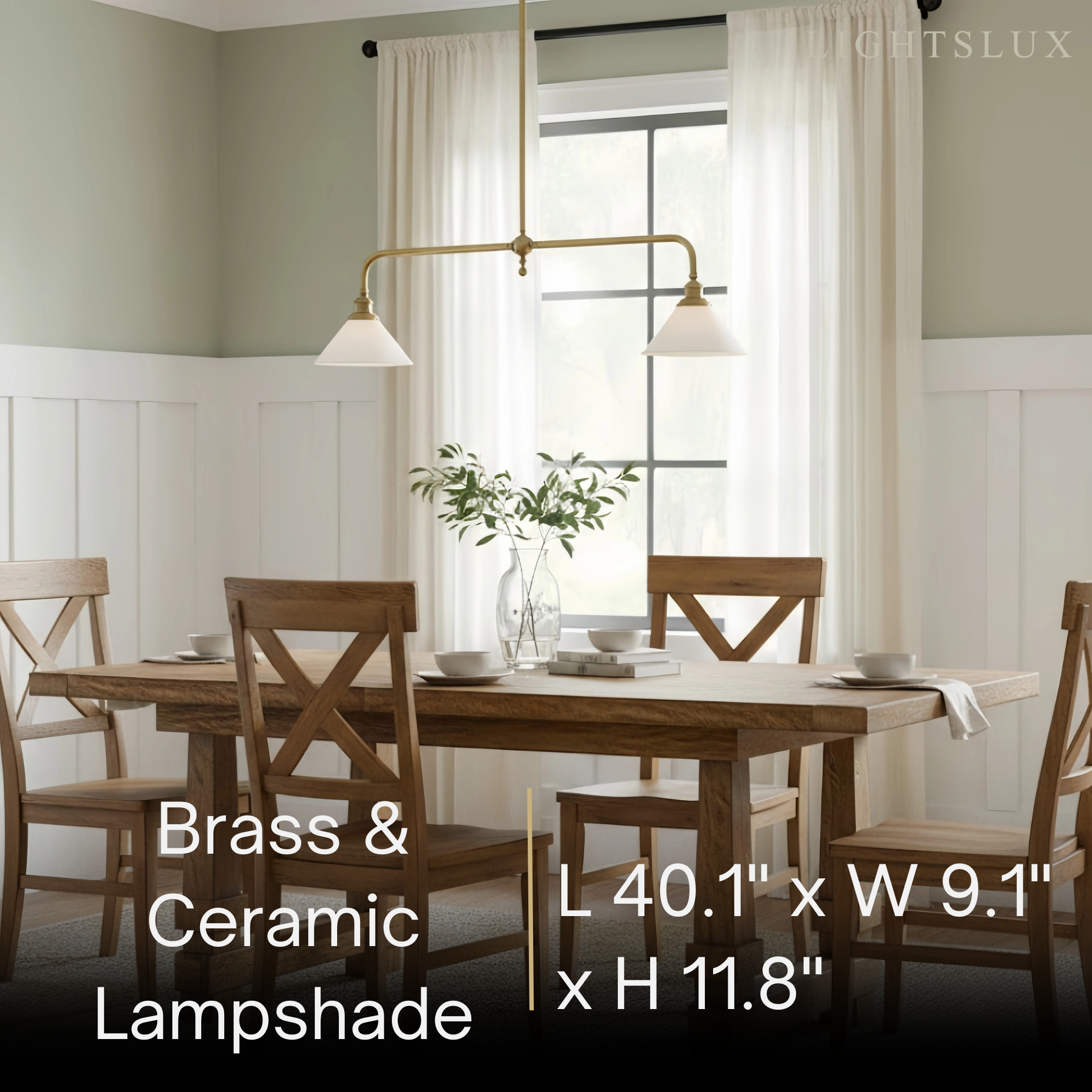 Modern Brass Pendant Light – White Ceramic Island Chandelier