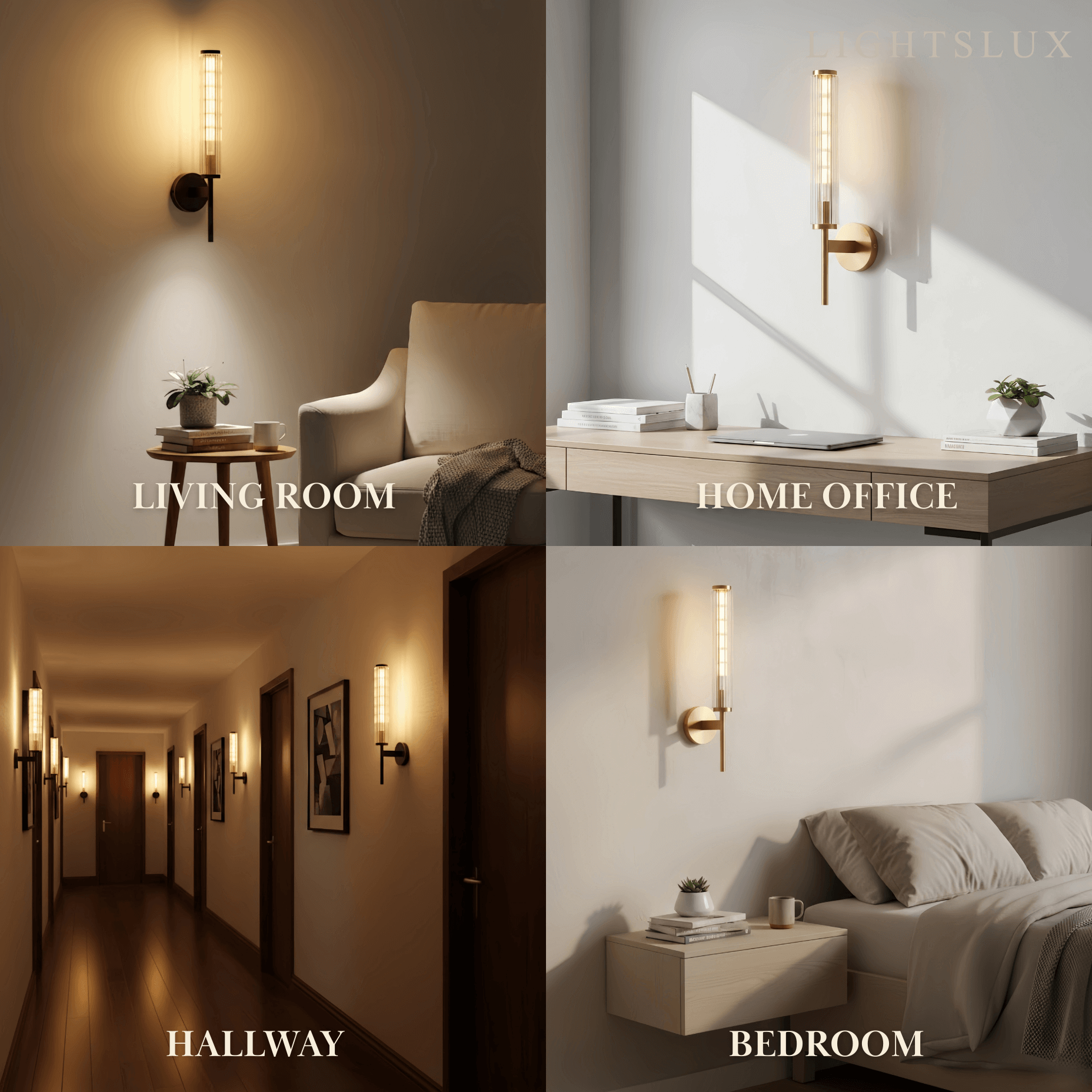 Modern Linear Wall Light – Brass and Glass LED Sconce for Bathroom or Bedroom