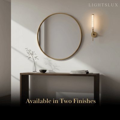 Modern Linear Wall Light – Brass and Glass LED Sconce for Bathroom or Bedroom
