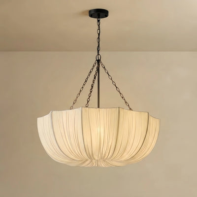 Modern Fabric Pendant Light – Black Brass Ceiling Lamp with Cotton Shade for Dining Room