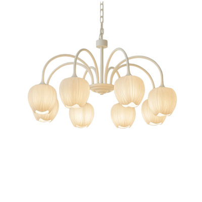 Modern Tulip Chandelier – Matcha Metal and White Glass Ceiling Light