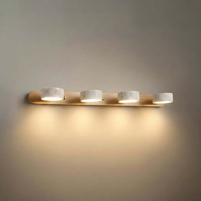 Modern Travertine Wall Light – Wood and Stone LED Sconce