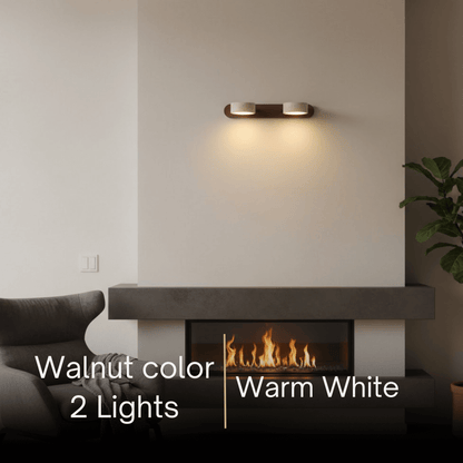 Modern Travertine Wall Light – Wood and Stone LED Sconce for Living Room