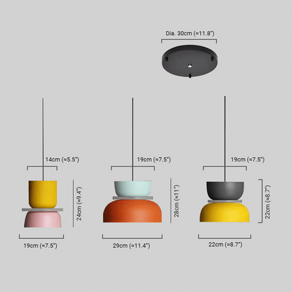 Morandia Art Deco Contrast Color Pendant Light - Metal