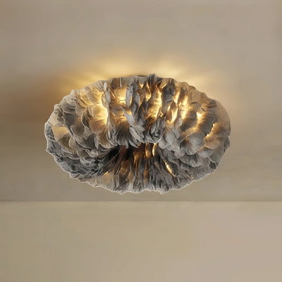 Lunara Art Deco Round Ceiling Light Art Feather — Gray Bedroom
