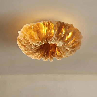 Lunara Art Deco Round Ceiling Light Art Feather — Yellow Bedroom