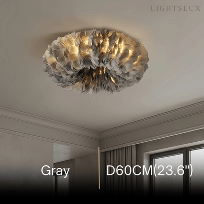 Lunara Art Deco Round Ceiling Light Art Feather