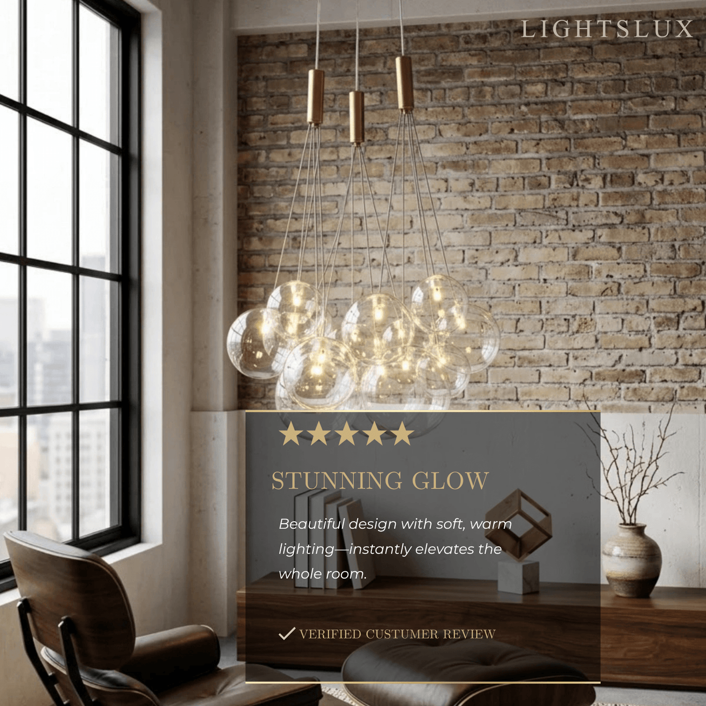 Designer Bubble Pendant Light — Clear Glass