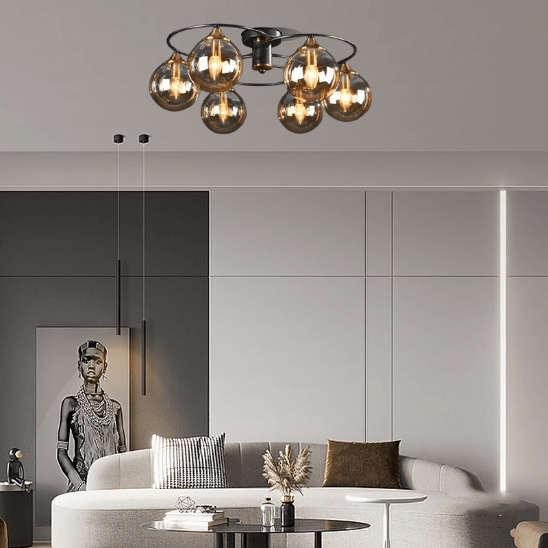 Modern Bubble Amber 6-Head Ceiling Light for Living Room