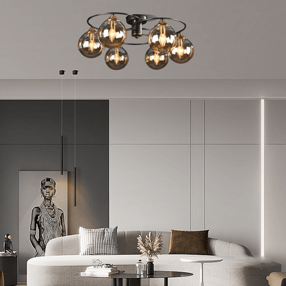 Modern Bubble Amber 6-Head Ceiling Light for Living Room