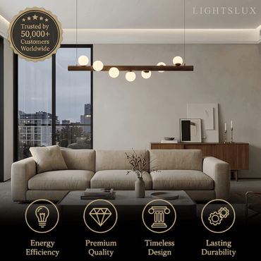 Nebula Modern Linear Pendant Light - Walnut