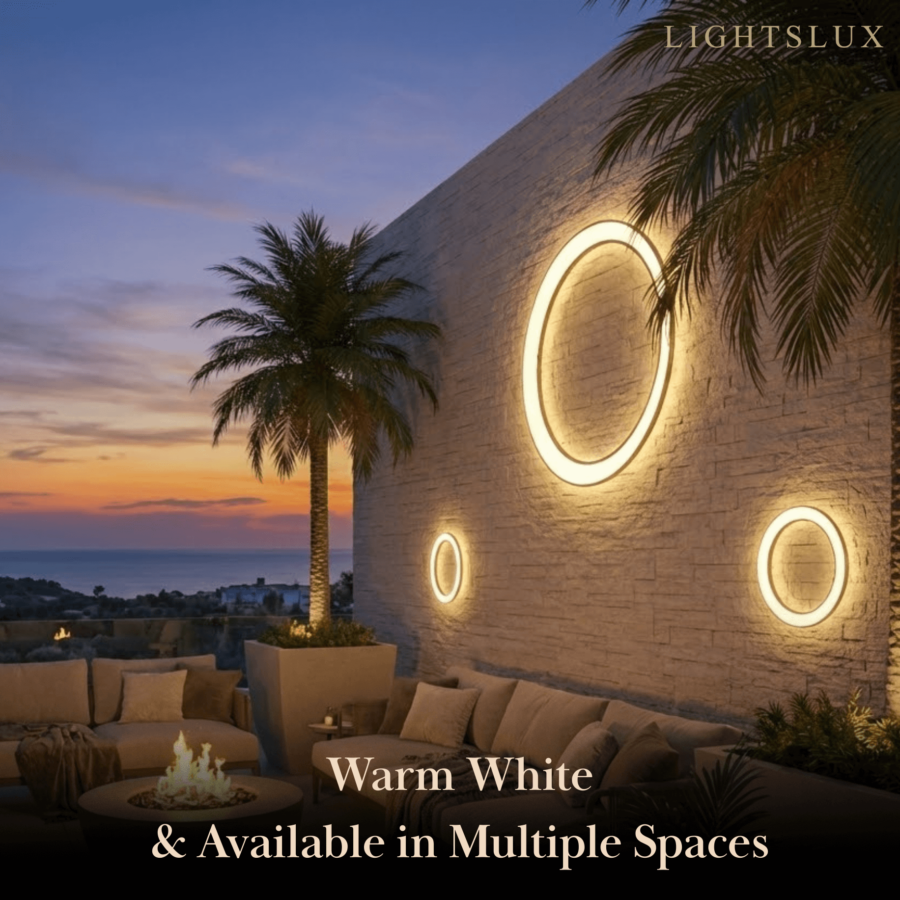 Lunara Art Deco LED Outdoor Wall Lamp with Remote Control for Exterior Spaces