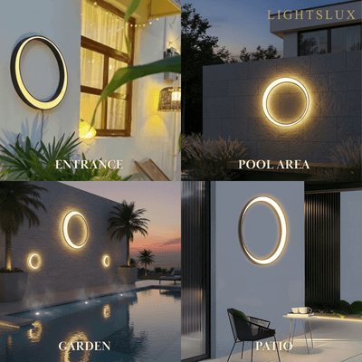 Lunara Art Deco LED Outdoor Wall Lamp with Remote Control for Exterior Spaces