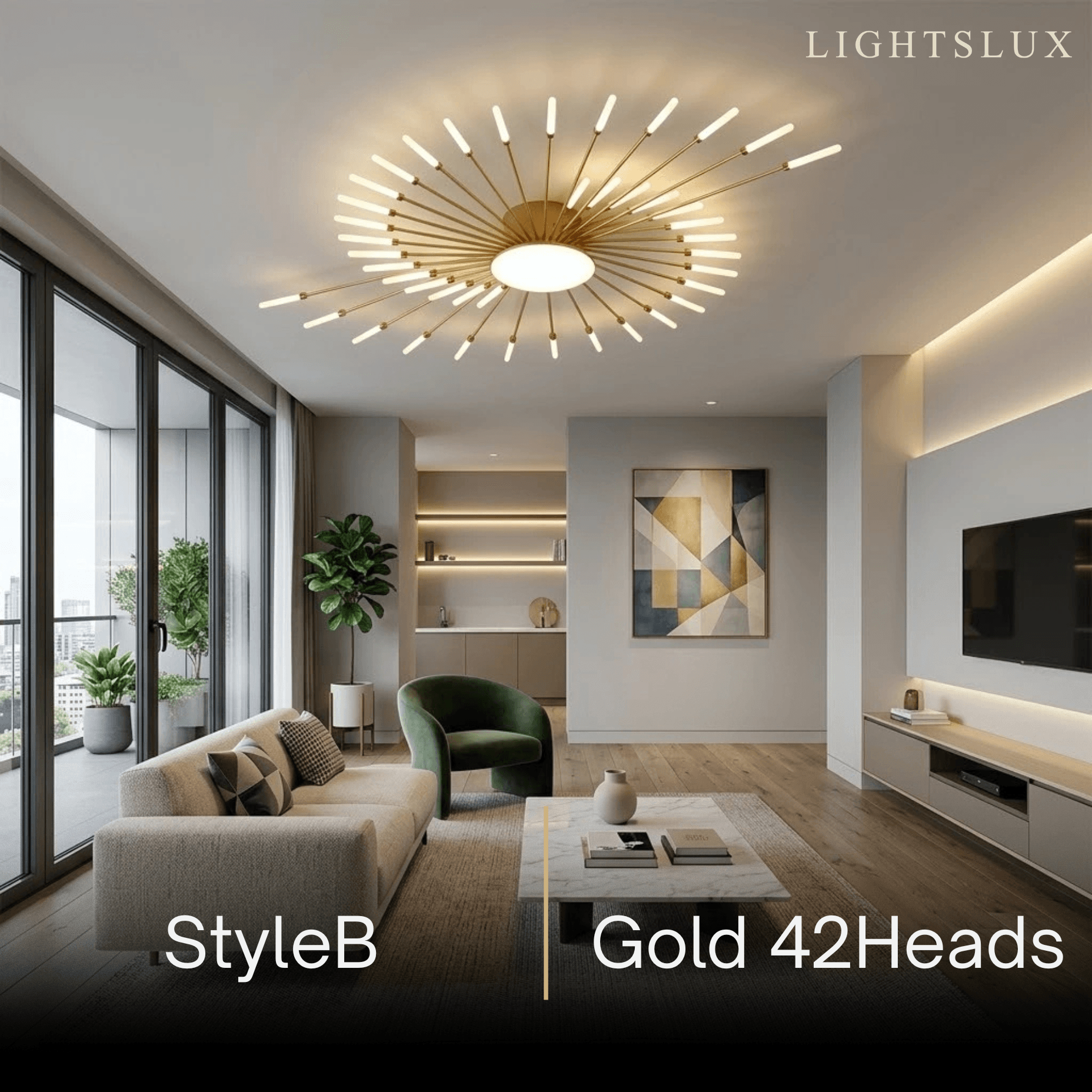 Nebula Modern Firework Ceiling Light –  Gold/Black for Bedroom Dining Room Living Room