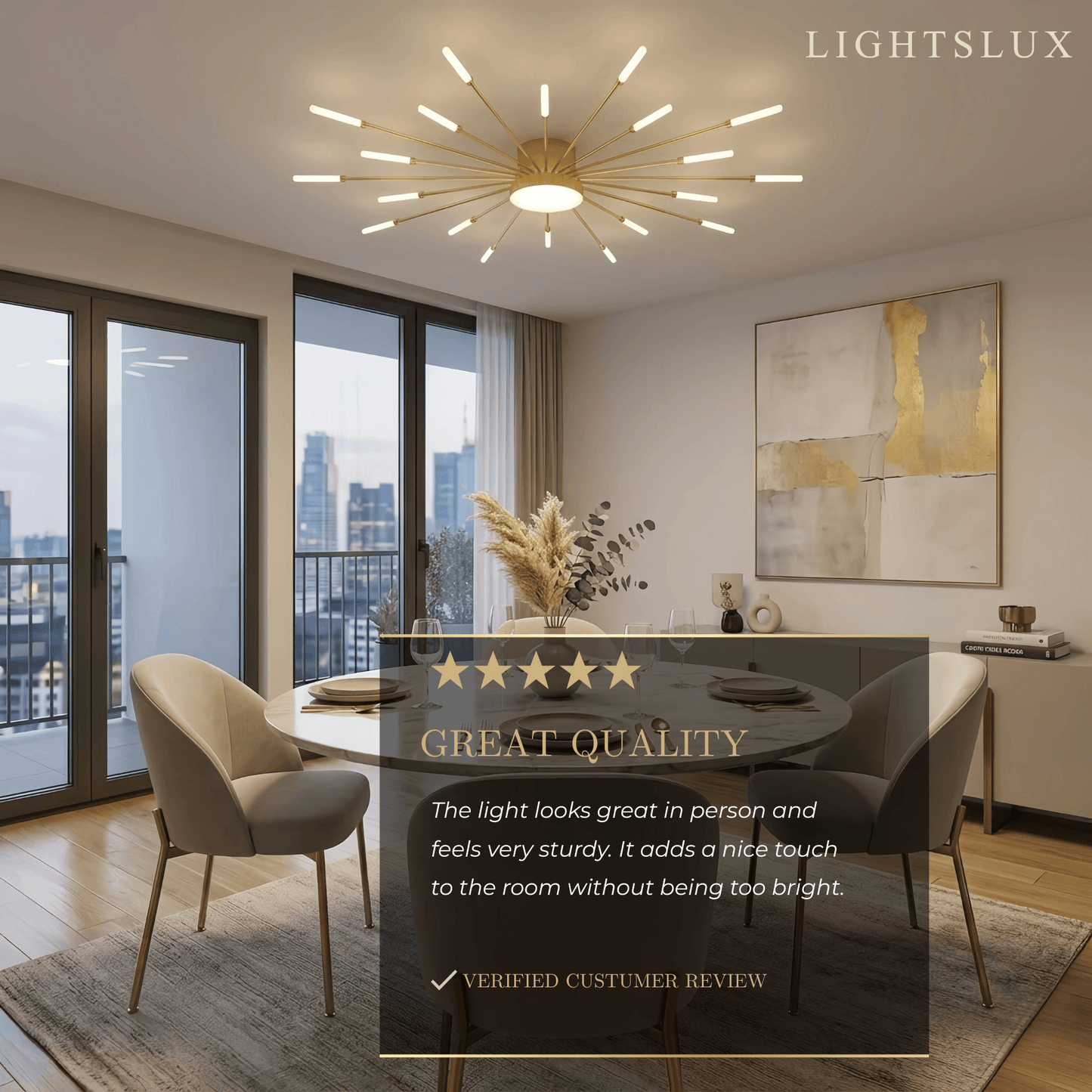 Nebula Modern Firework Ceiling Light –  Gold/Black for Bedroom Dining Room Living Room