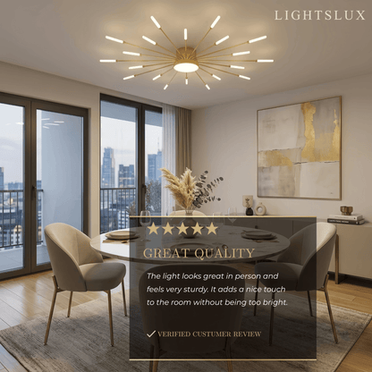 Nebula Modern Firework Ceiling Light –  Gold/Black for Bedroom Dining Room Living Room