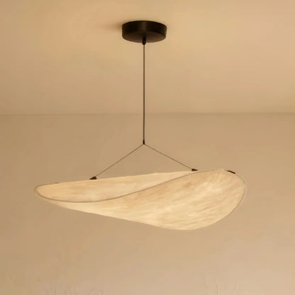 Crema Art Deco White Pendant Light – Curved Metal Design for Dining Room