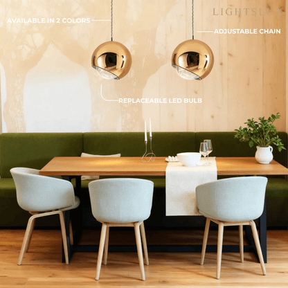 Excelis Modern Ball Pendant Light Gold/Silver Metal/Acrylic for Bedroom/Dining Room
