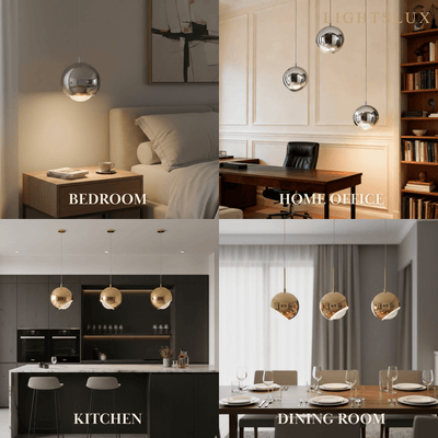 Excelis Modern Ball Pendant Light Gold/Silver Metal/Acrylic for Bedroom/Dining Room